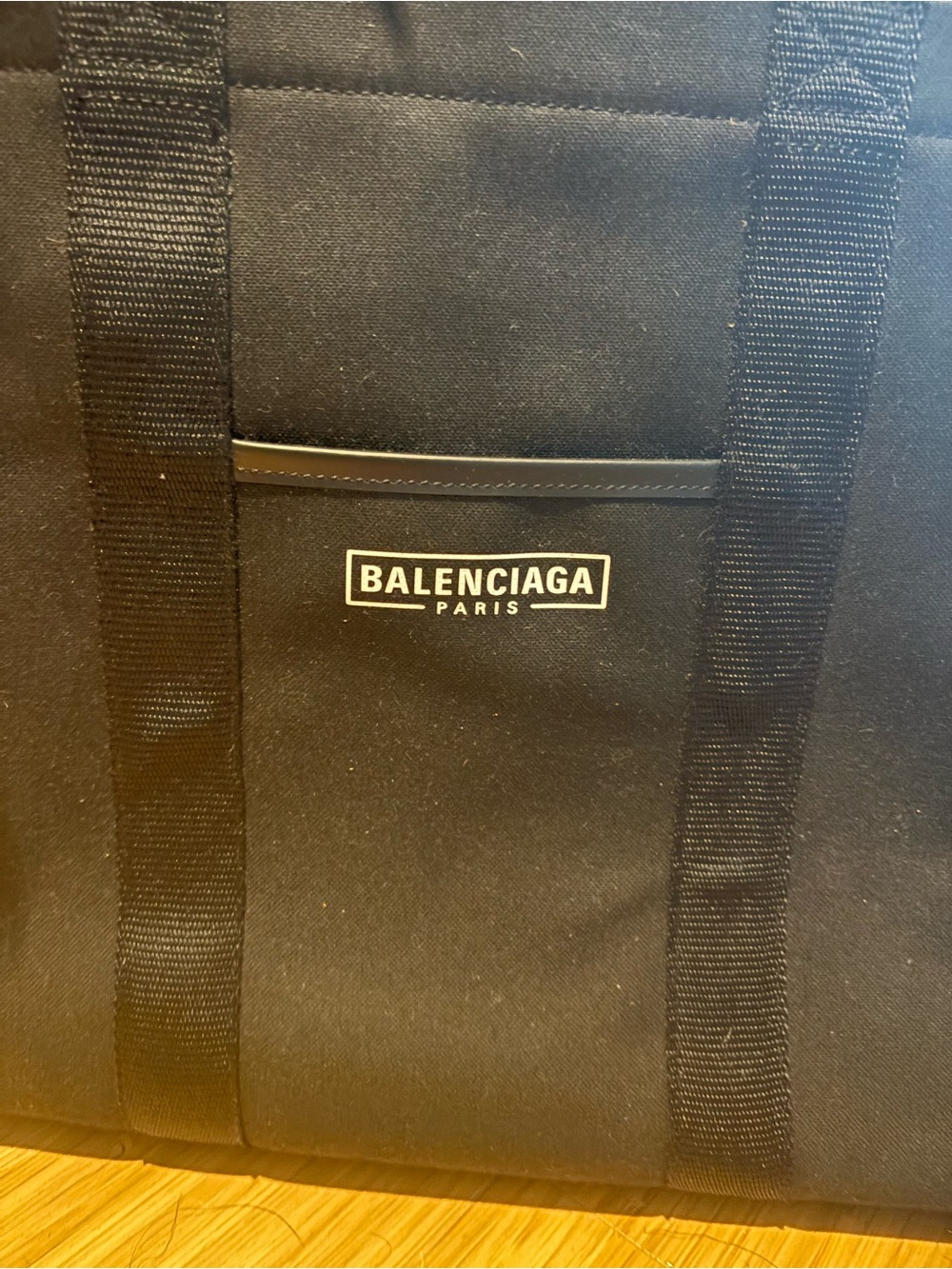 Balenciaga Black Canvas Messenger Bag with Logo Patch - Picture 2 of 6